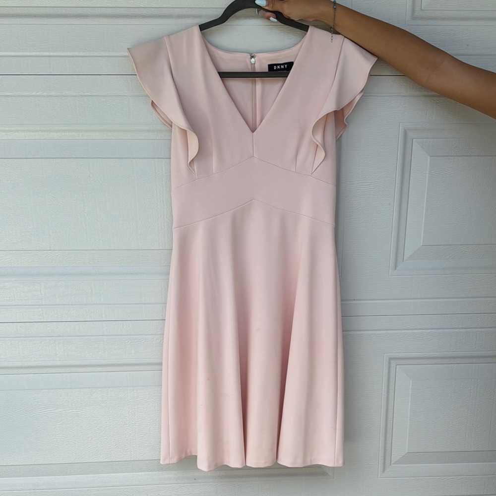 DKNY Pink Flutter Sleeve Dress